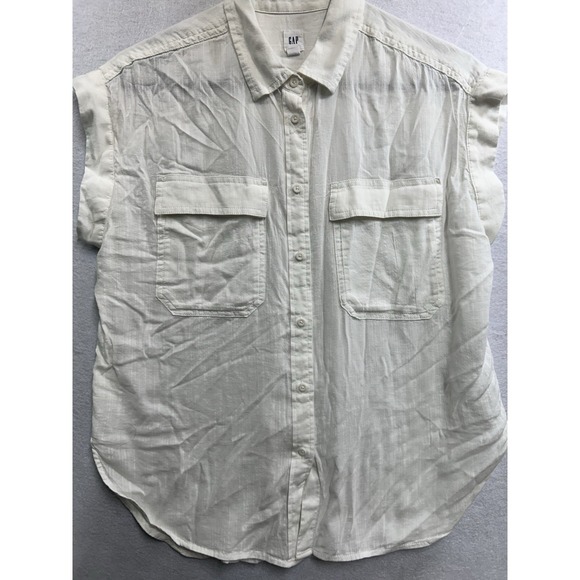 GAP Tops - Gap Women's Size XS White Button Up Cap Sleeve Blouse